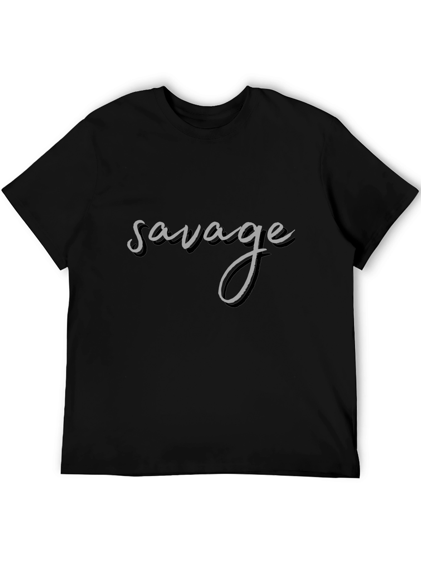 Savage Graphic Tee - Black Cotton Crew Neck