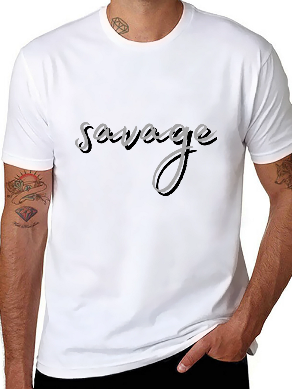 Savage Graphic Tee - Black Cotton Crew Neck