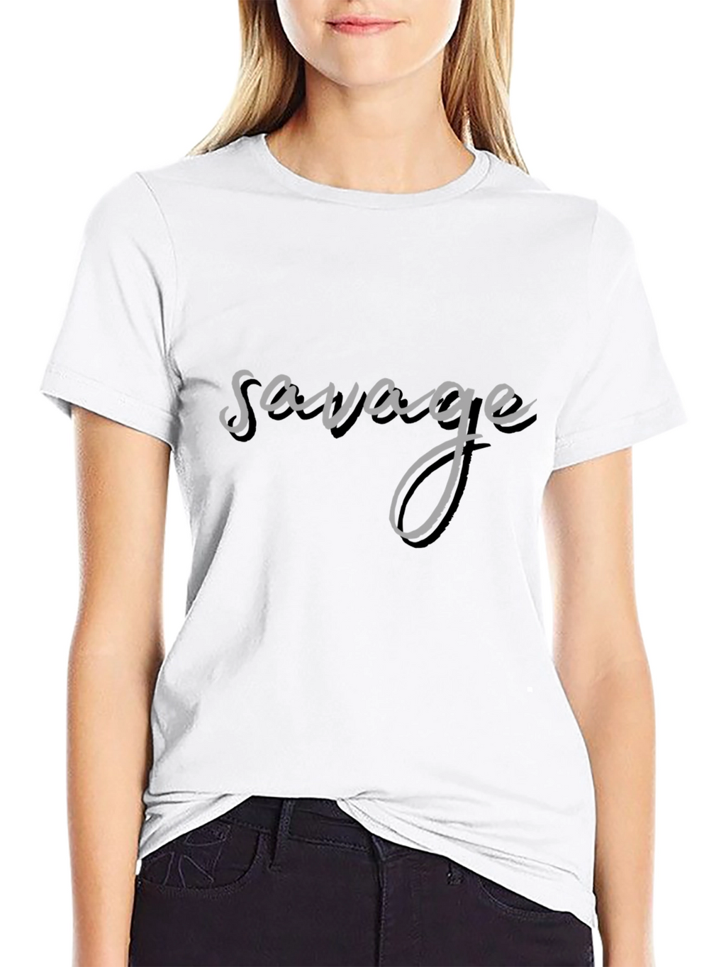 Savage Graphic Tee - Black Cotton Crew Neck
