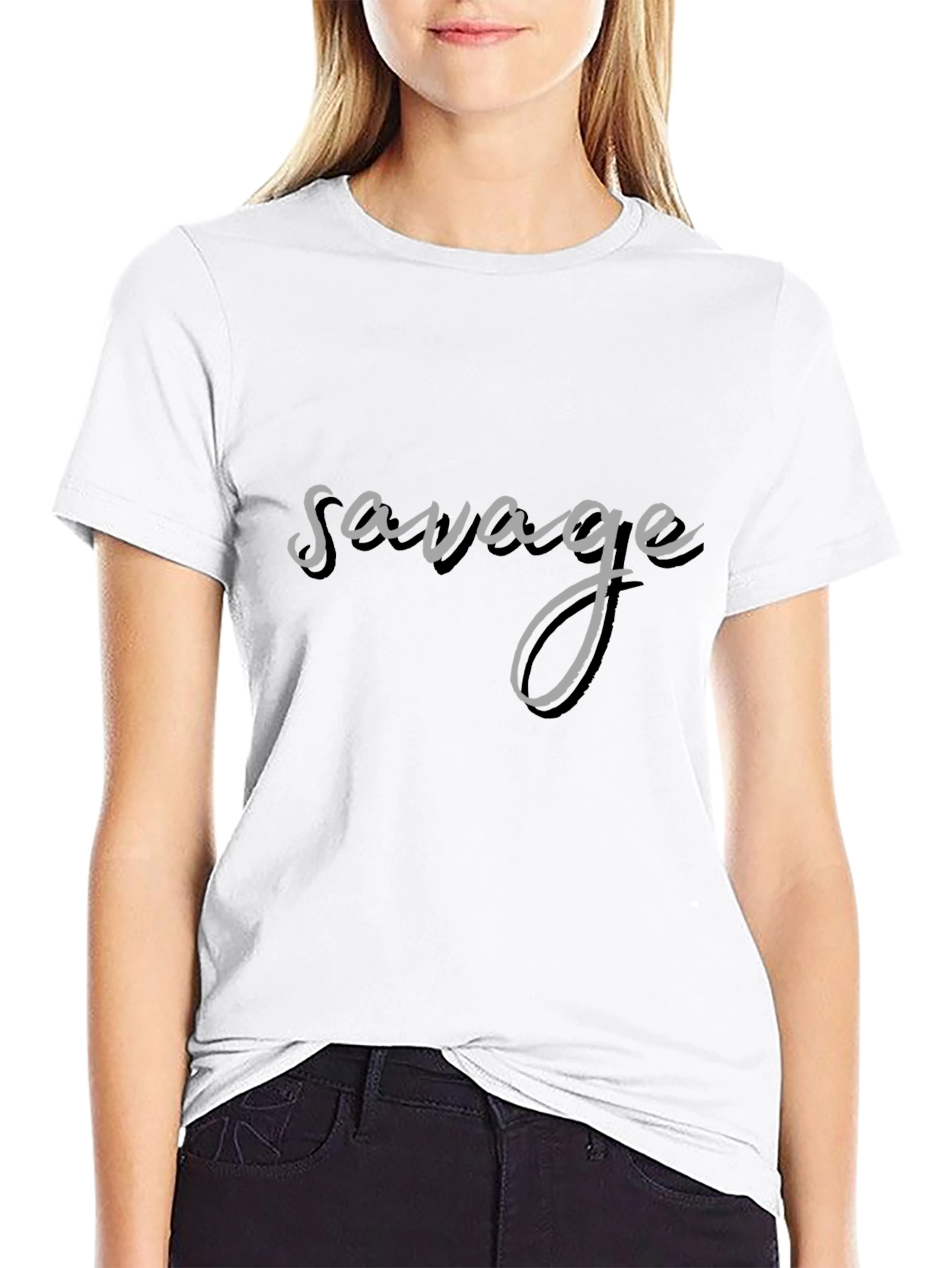 Savage Graphic Tee - Black Cotton Crew Neck