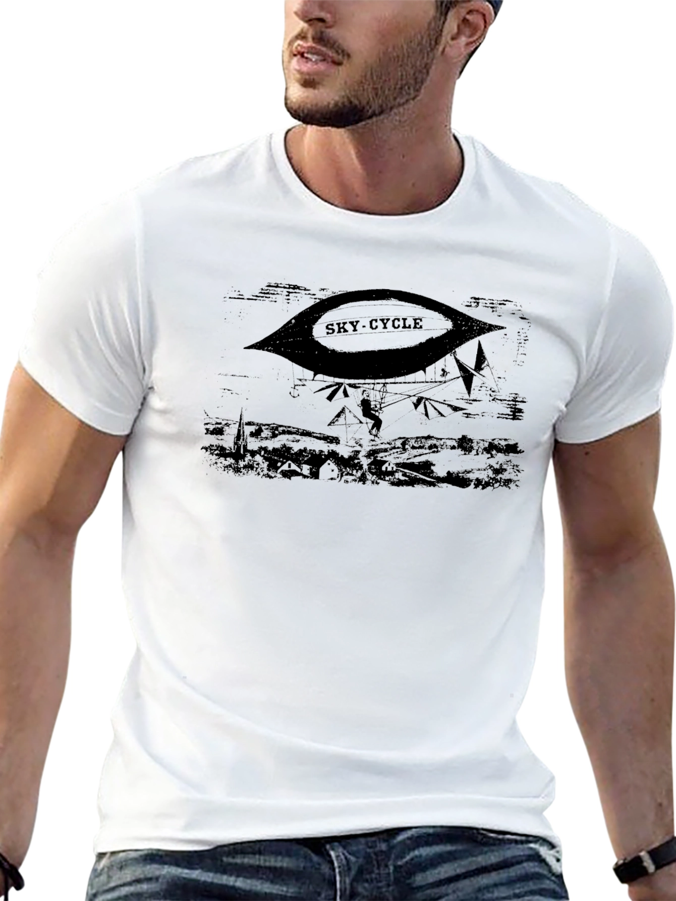 Sky-Cycle Graphic T-Shirt - Black Cotton Tee