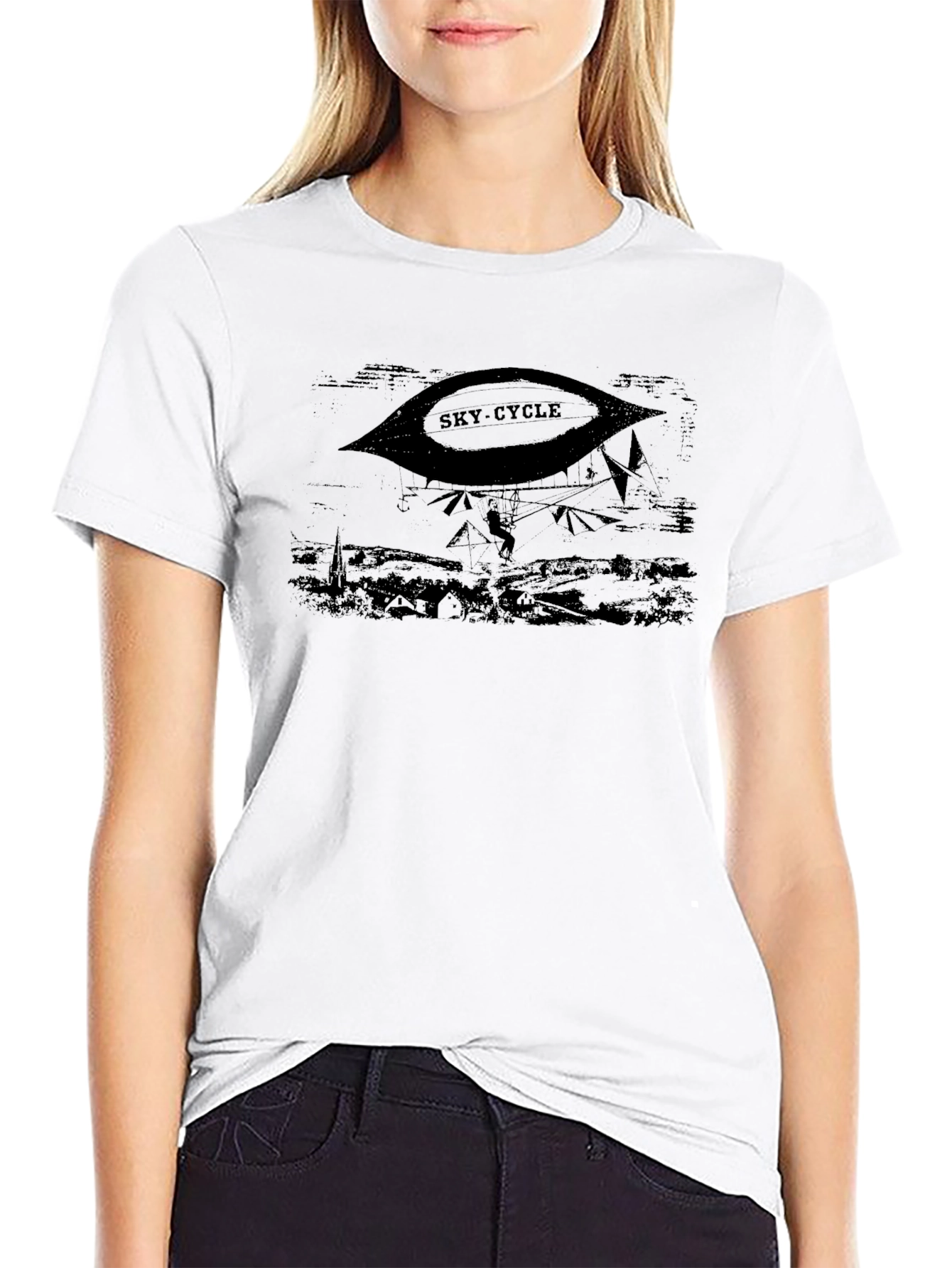 Sky-Cycle Graphic T-Shirt - Black Cotton Tee