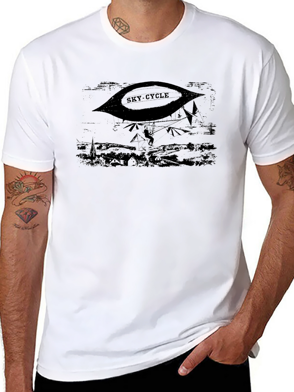 Sky-Cycle Graphic T-Shirt - Black Cotton Tee
