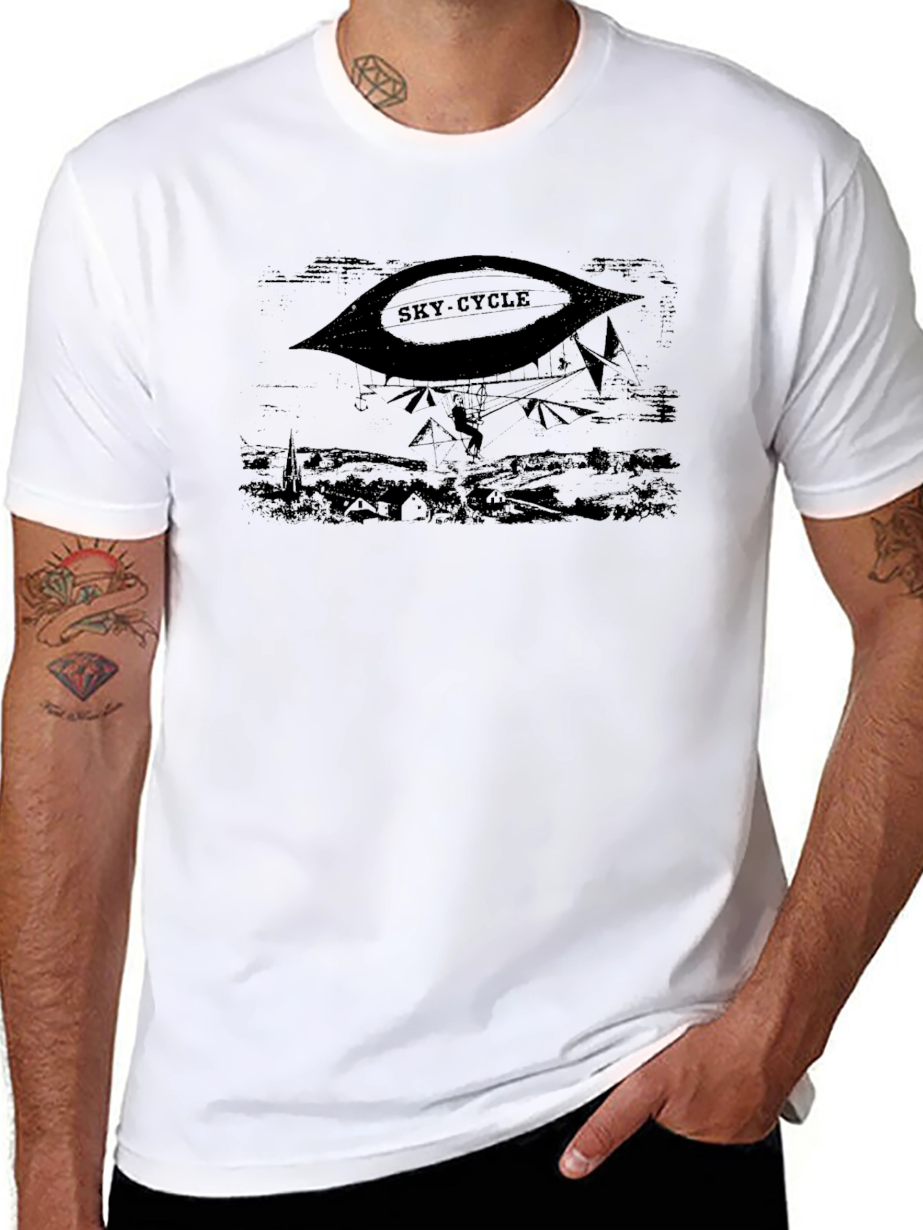 Sky-Cycle Graphic T-Shirt - Black Cotton Tee