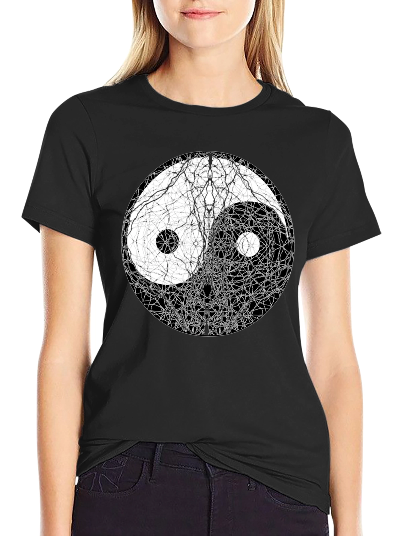 Yin Yang Tree Roots Graphic T-Shirt - Balance & Harmony