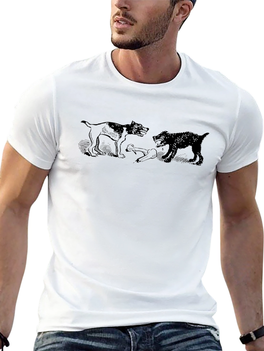 Mens Graphic Tee - Dogs Fighting Over Bone