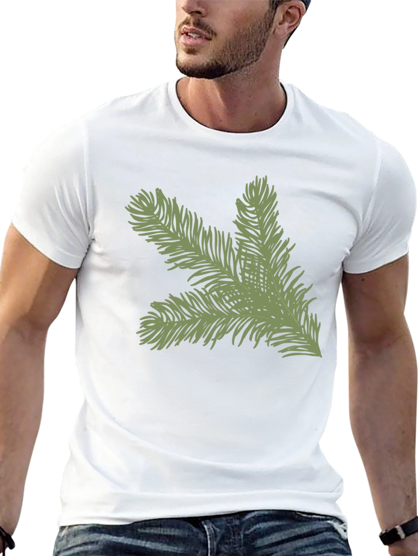 Evergreen Branch Graphic Tee - Soft Cotton