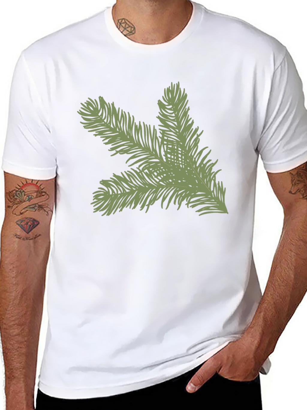 Evergreen Branch Graphic Tee - Soft Cotton