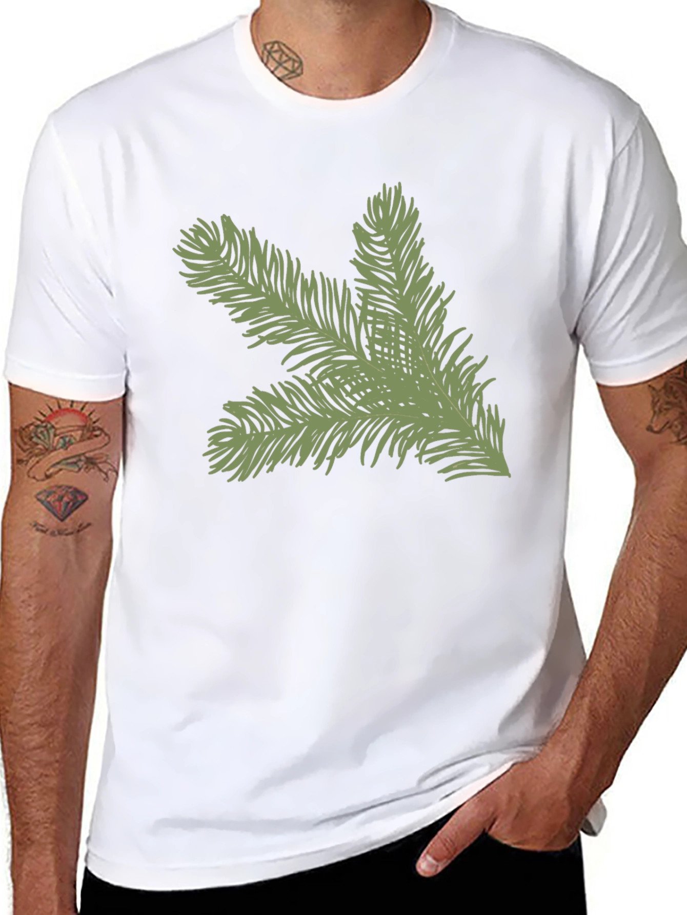 Evergreen Branch Graphic Tee - Soft Cotton