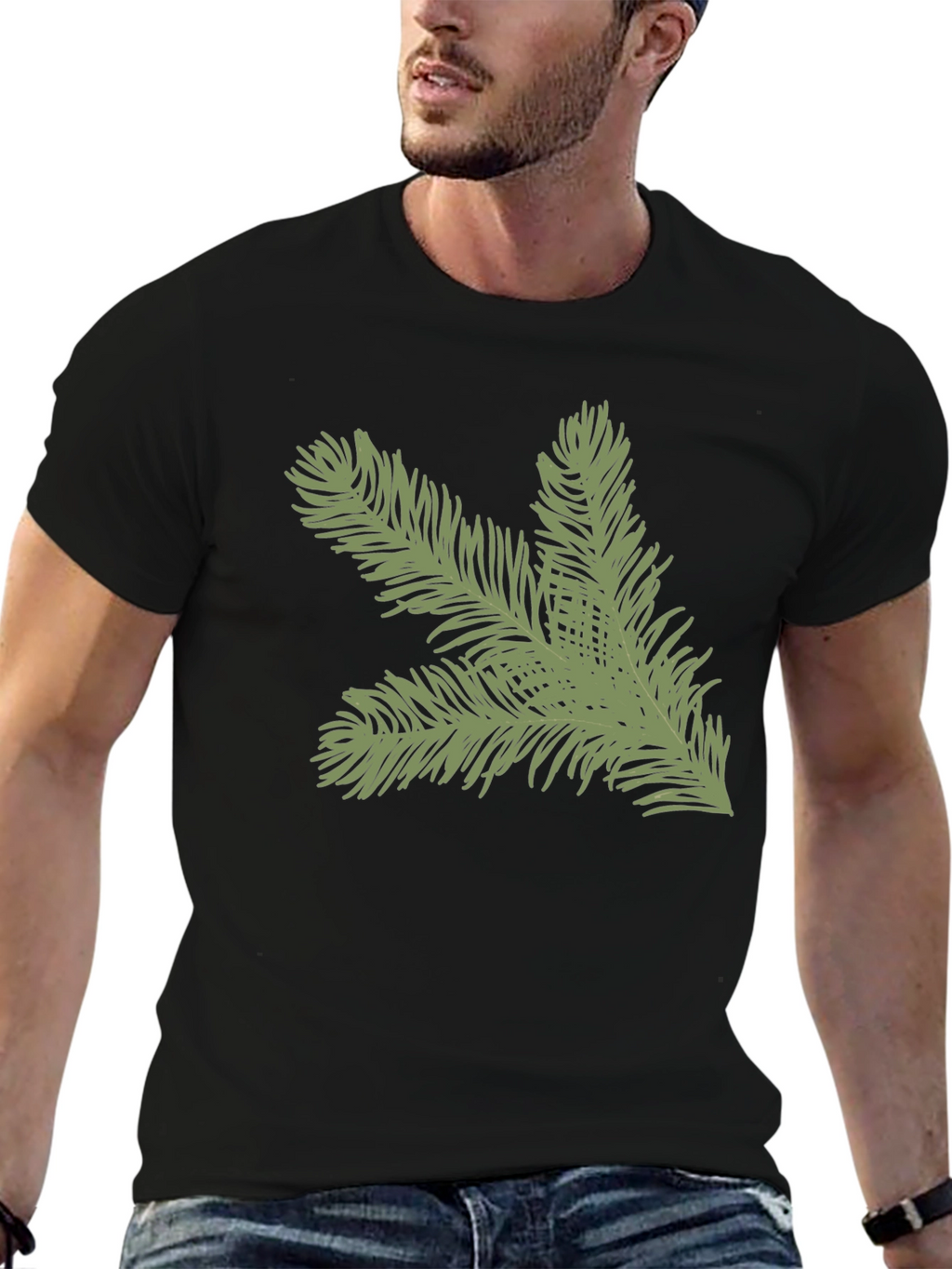 Evergreen Branch Graphic Tee - Soft Cotton