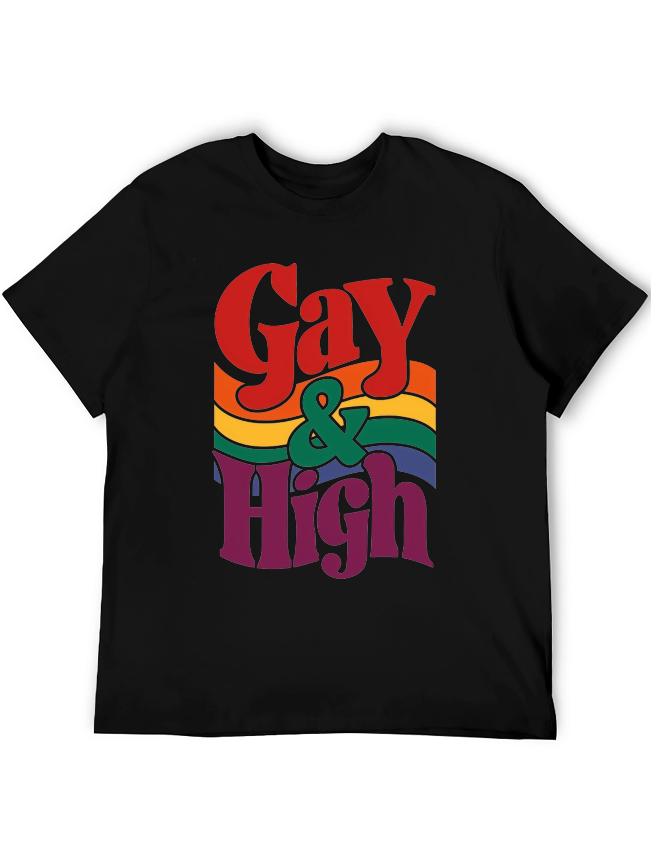 Gay & High Pride T-Shirt - Rainbow Graphic Tee
