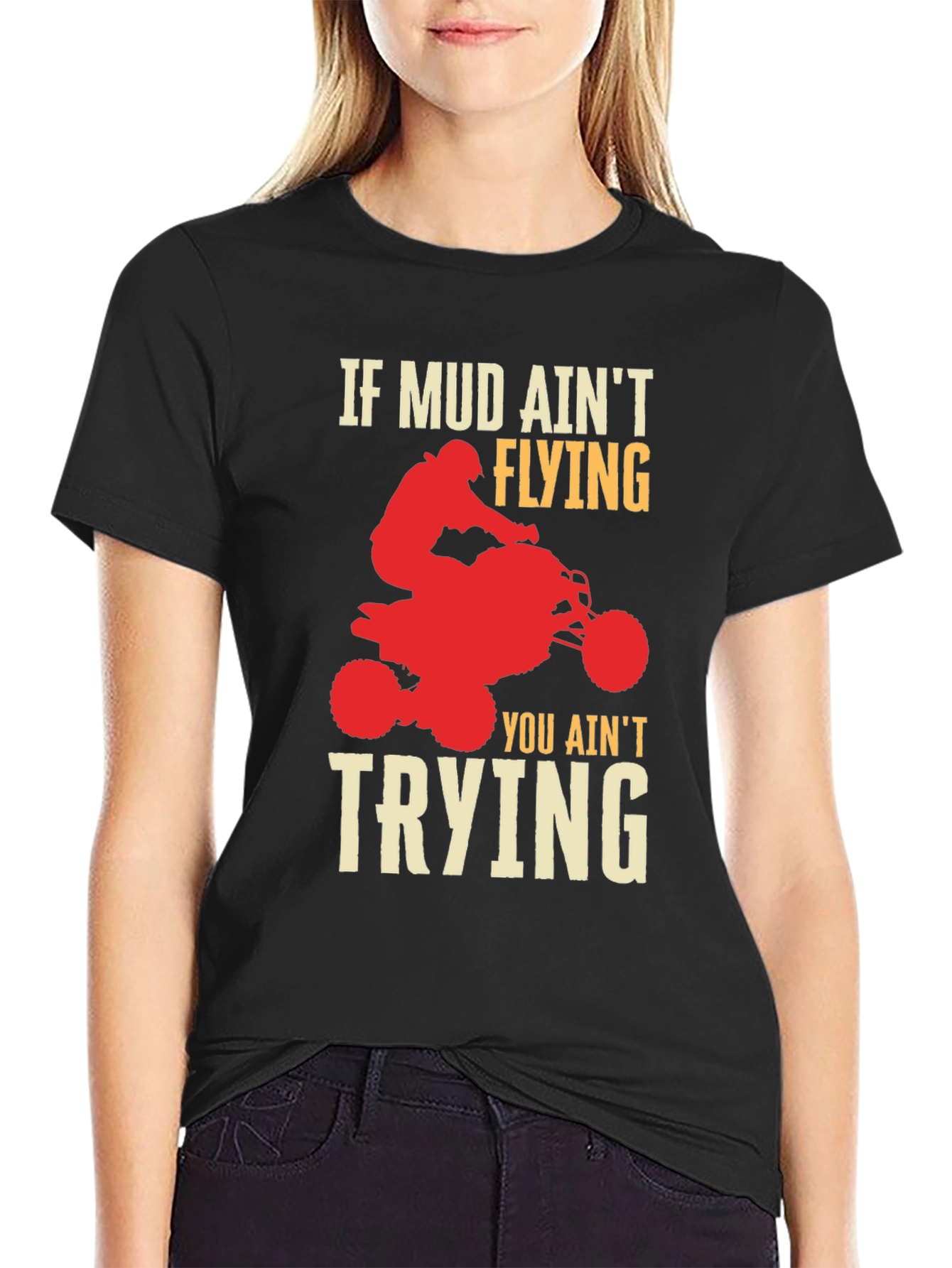 Mud Aint Flying ATV Rider Graphic T-Shirt