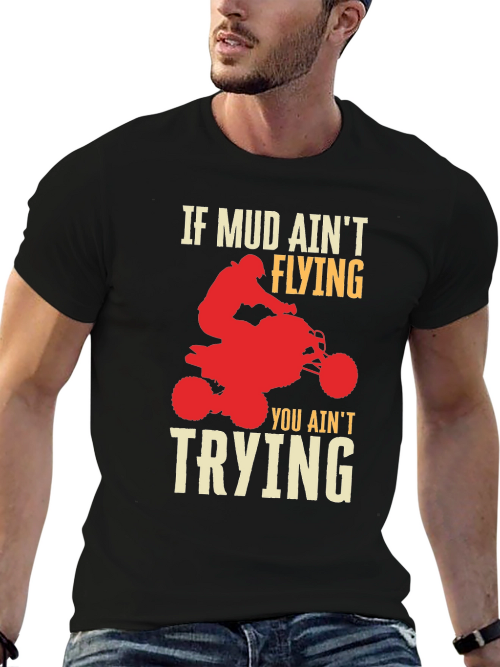 Mud Aint Flying ATV Rider Graphic T-Shirt