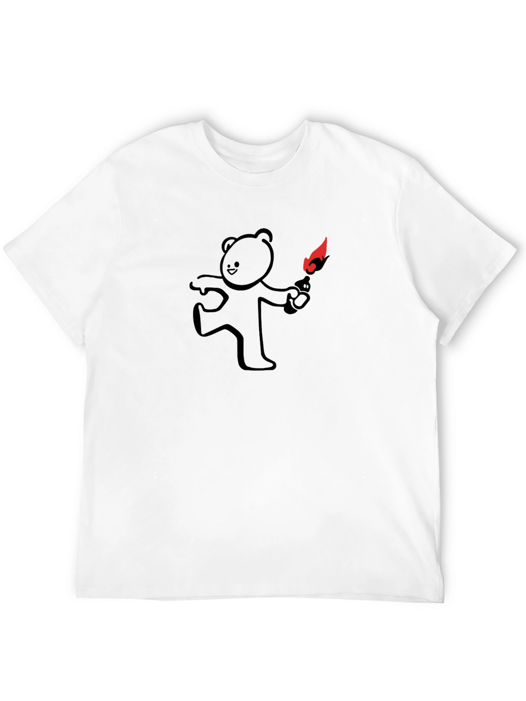 Molotov Bear Graphic Tee - Trendy Black T-Shirt