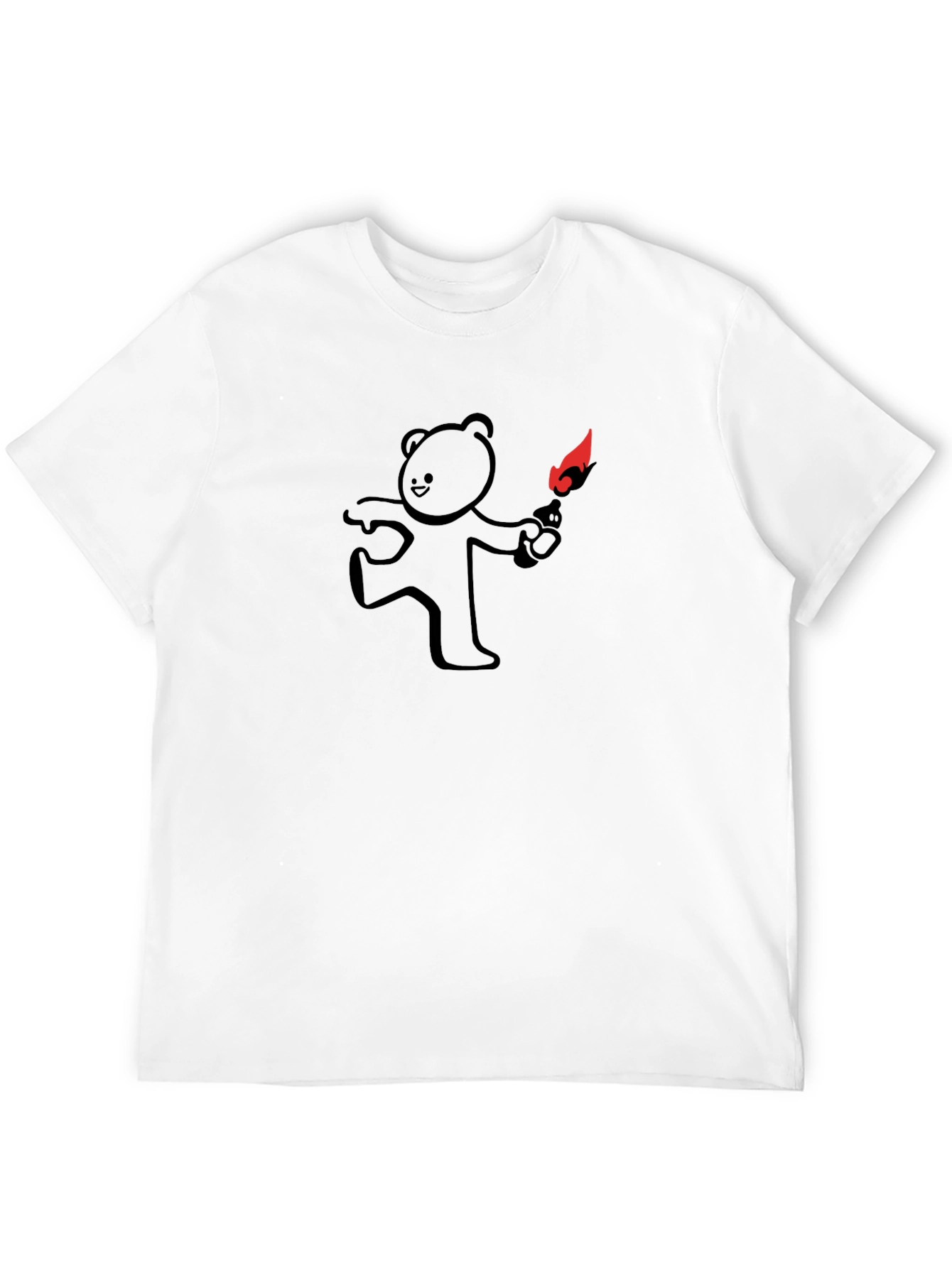 Molotov Bear Graphic Tee - Trendy Black T-Shirt