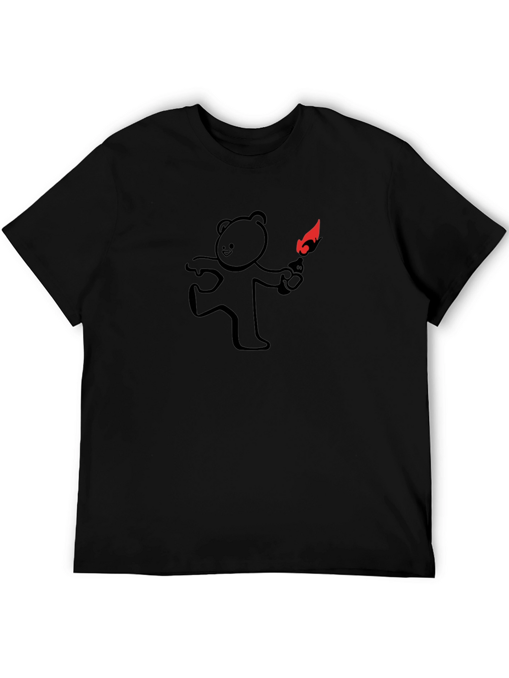 Molotov Bear Graphic Tee - Trendy Black T-Shirt