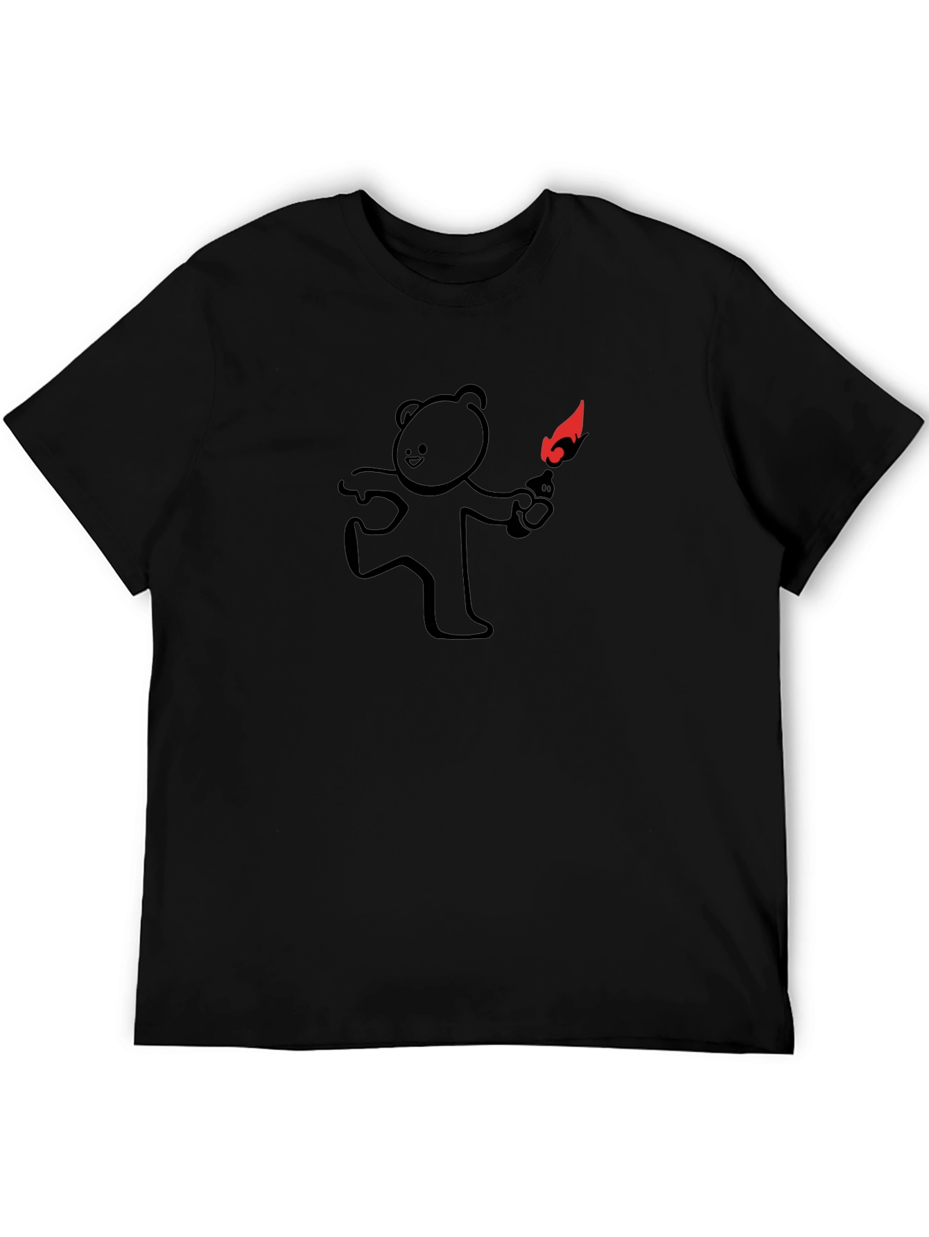 Molotov Bear Graphic Tee - Trendy Black T-Shirt