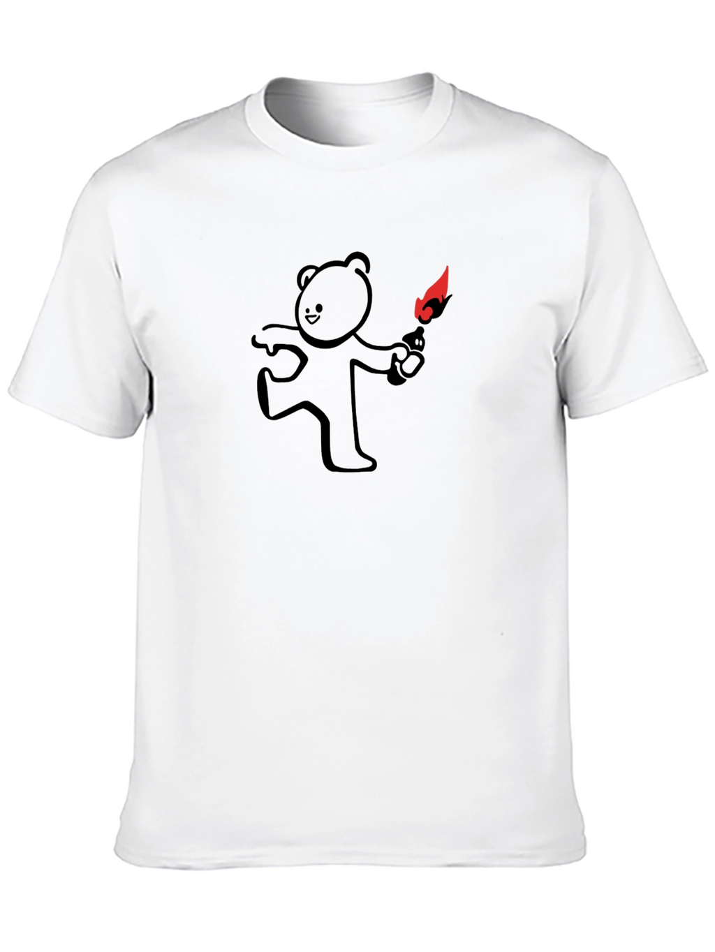 Molotov Bear Graphic Tee - Trendy Black T-Shirt