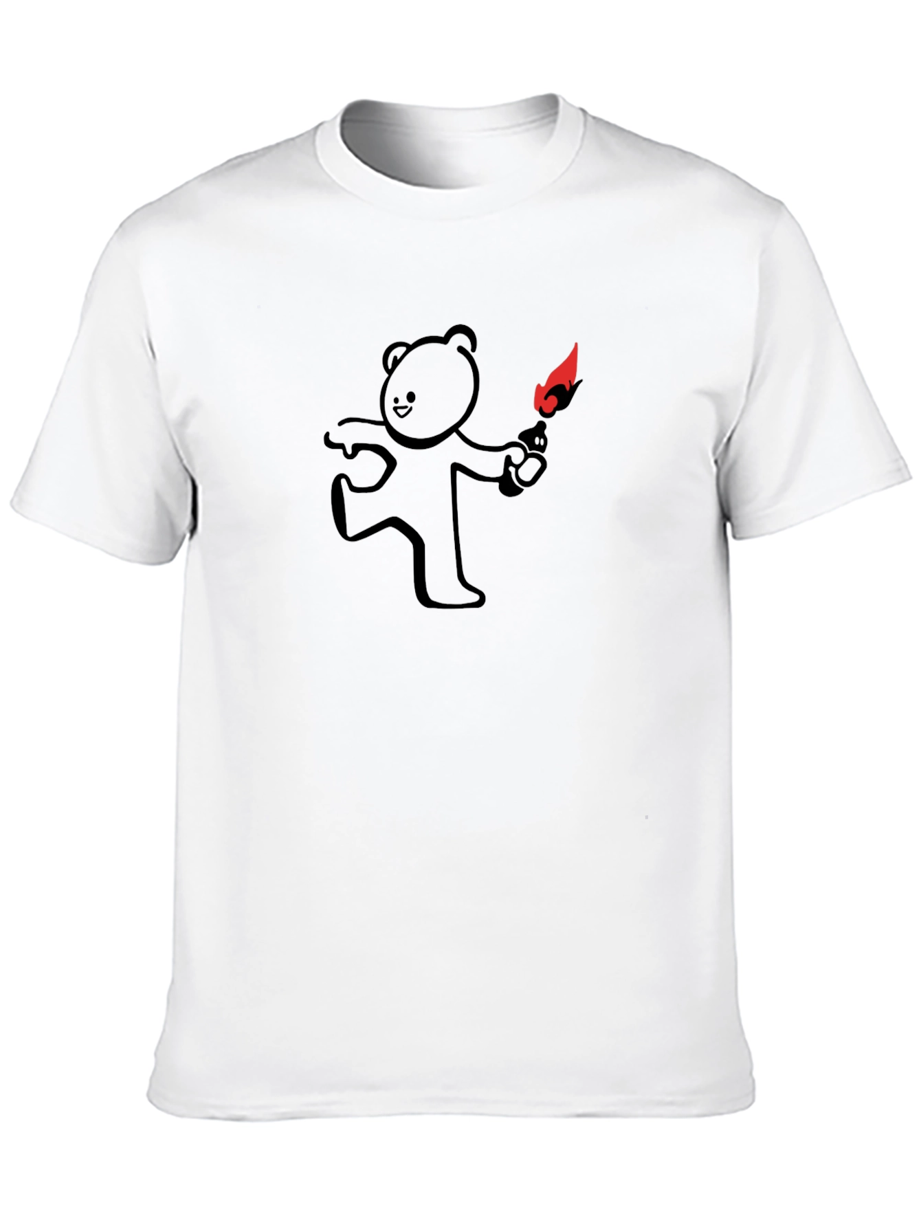 Molotov Bear Graphic Tee - Trendy Black T-Shirt