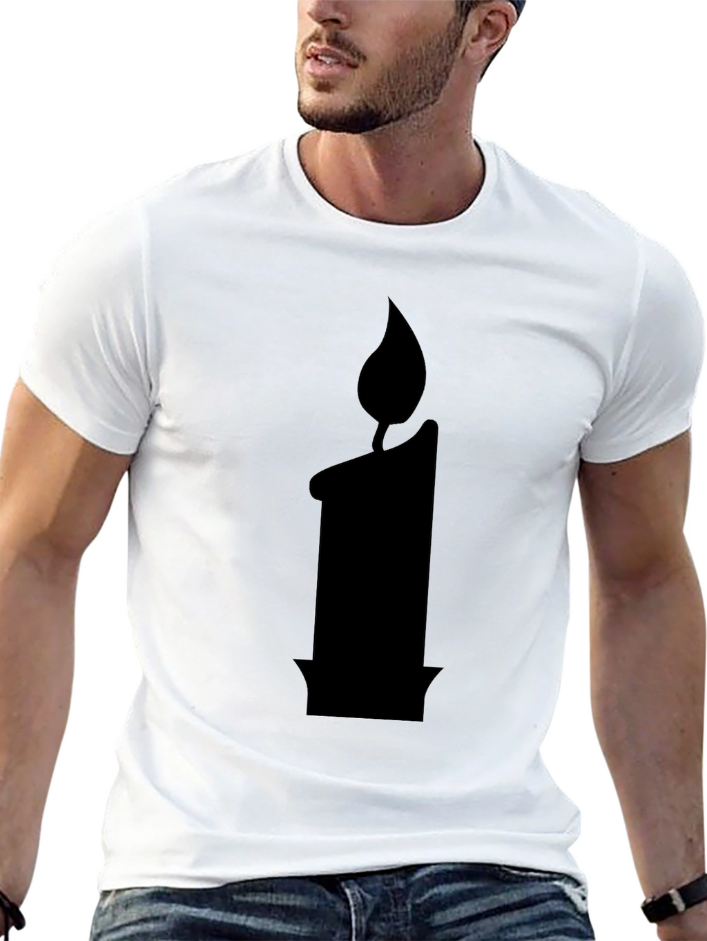 Mens Black Candle Silhouette Graphic Tee