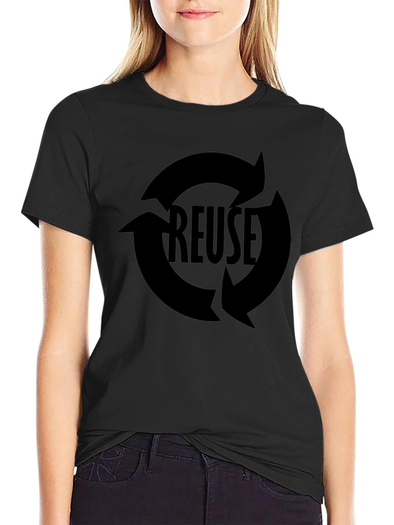 Mens Black REUSE Graphic T-Shirt