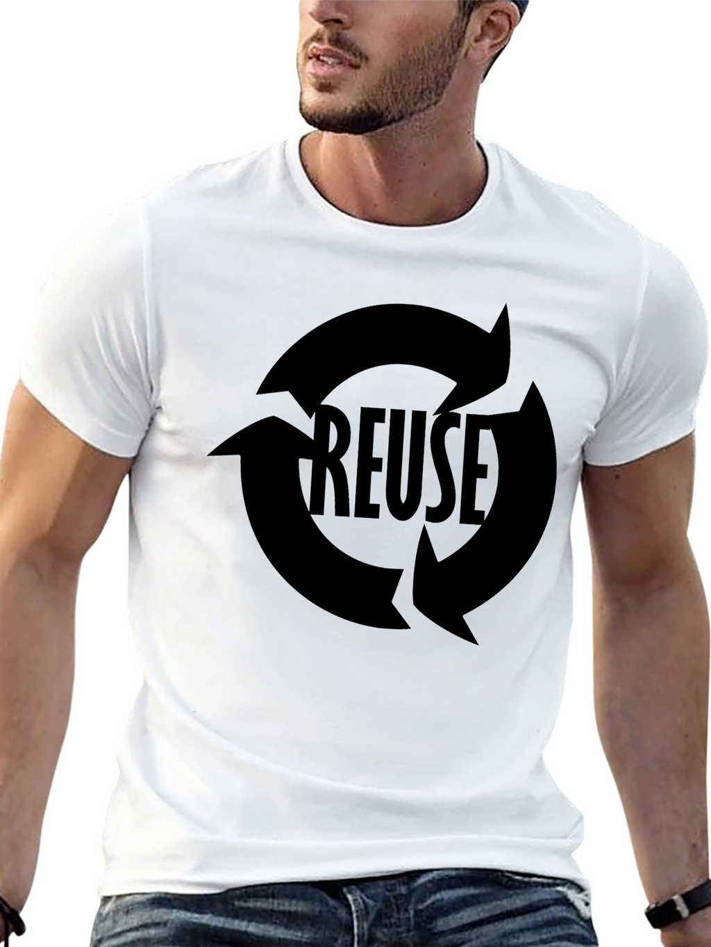 Mens Black REUSE Graphic T-Shirt