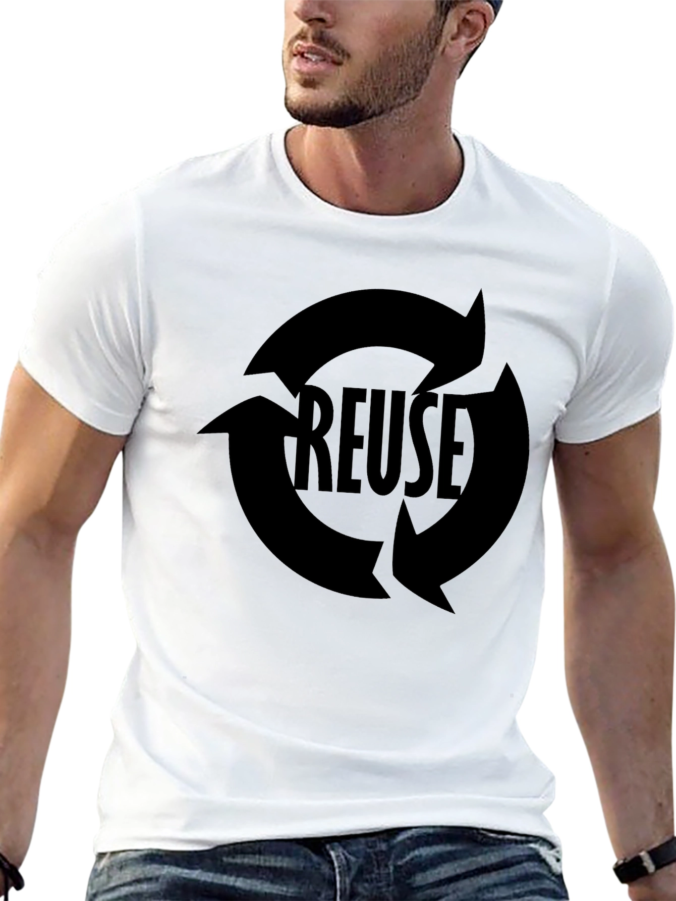 Mens Black REUSE Graphic T-Shirt