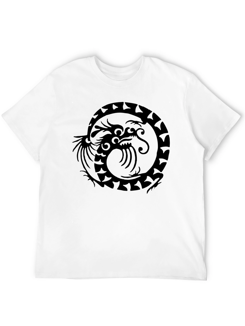 Dragon Circle Graphic Print Mens Black T-Shirt