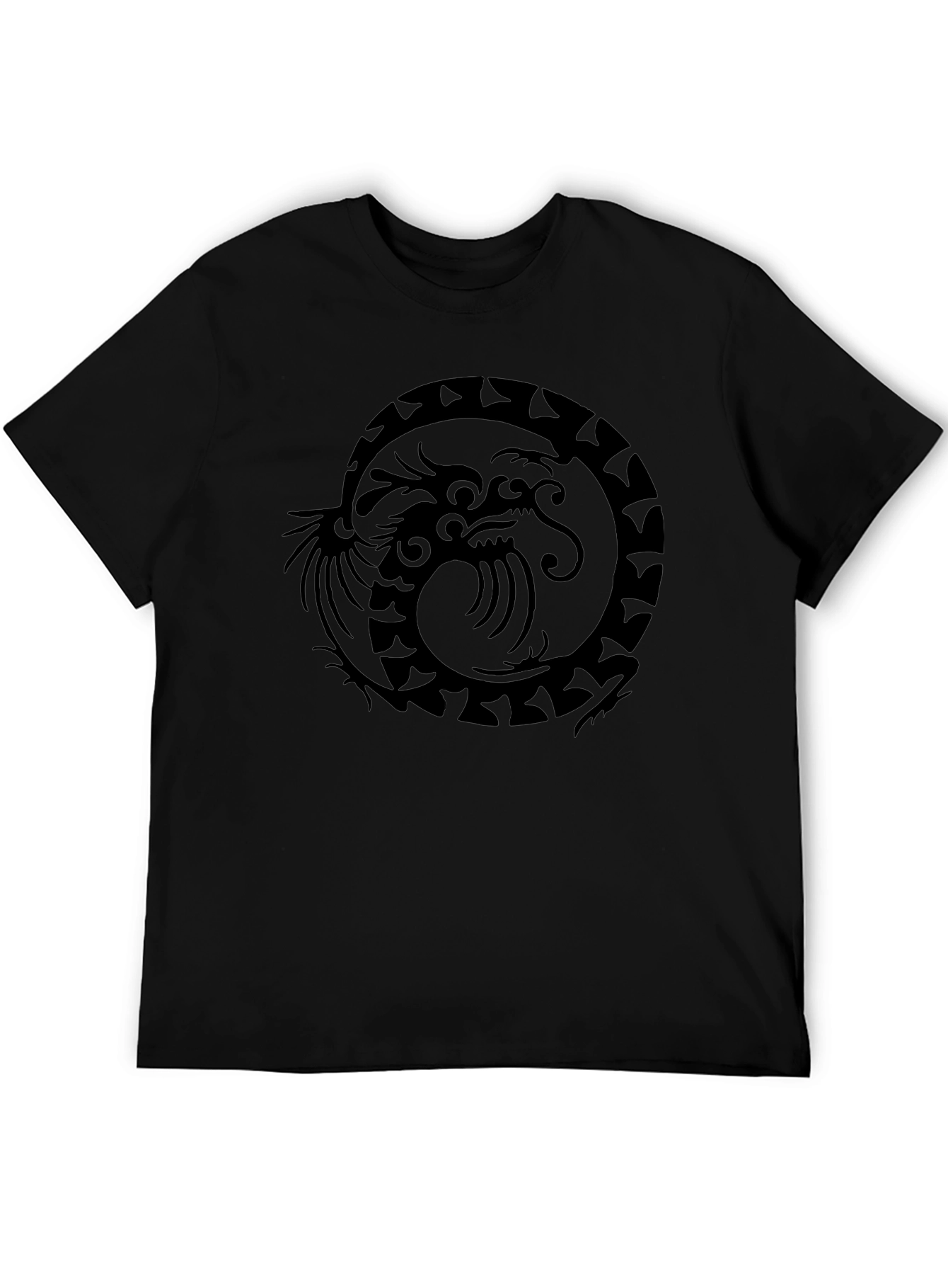 Dragon Circle Graphic Print Mens Black T-Shirt