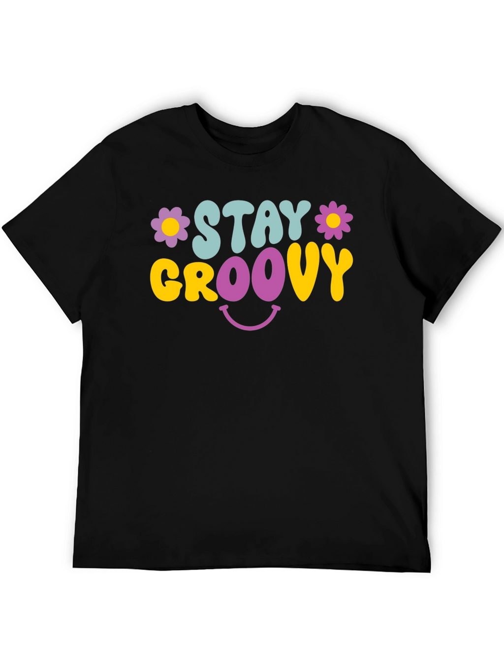 Stay Groovy Graphic Tee - Retro Smiley Face T-Shirt