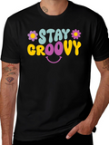 Stay Groovy Graphic Tee - Retro Smiley Face T-Shirt