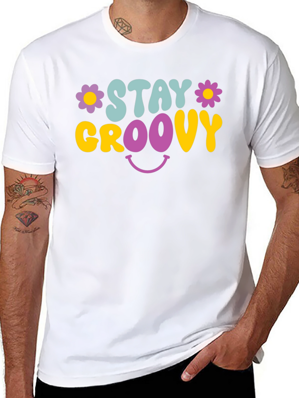 Stay Groovy Graphic Tee - Retro Smiley Face T-Shirt