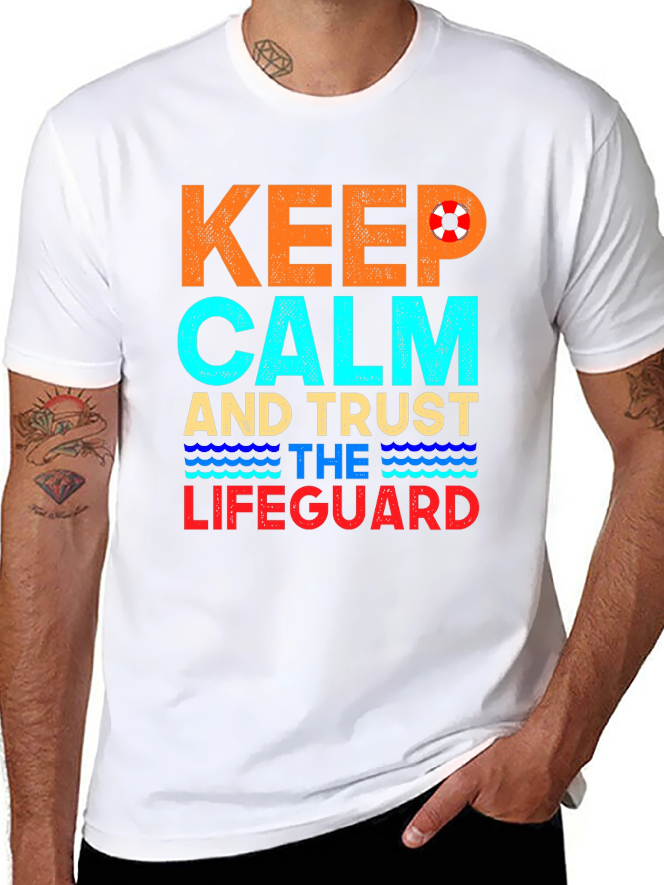 Keep Calm Lifeguard T-Shirt Summer Beach Tee
