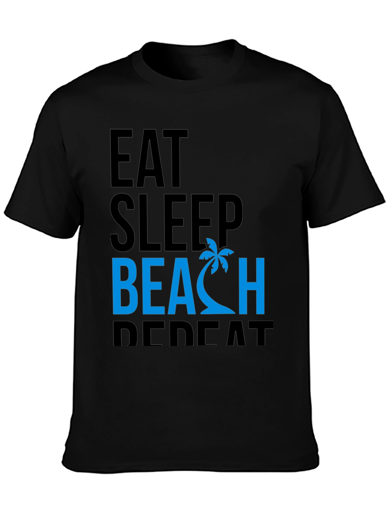 Eat Sleep Beach Repeat Black Graphic Tee
