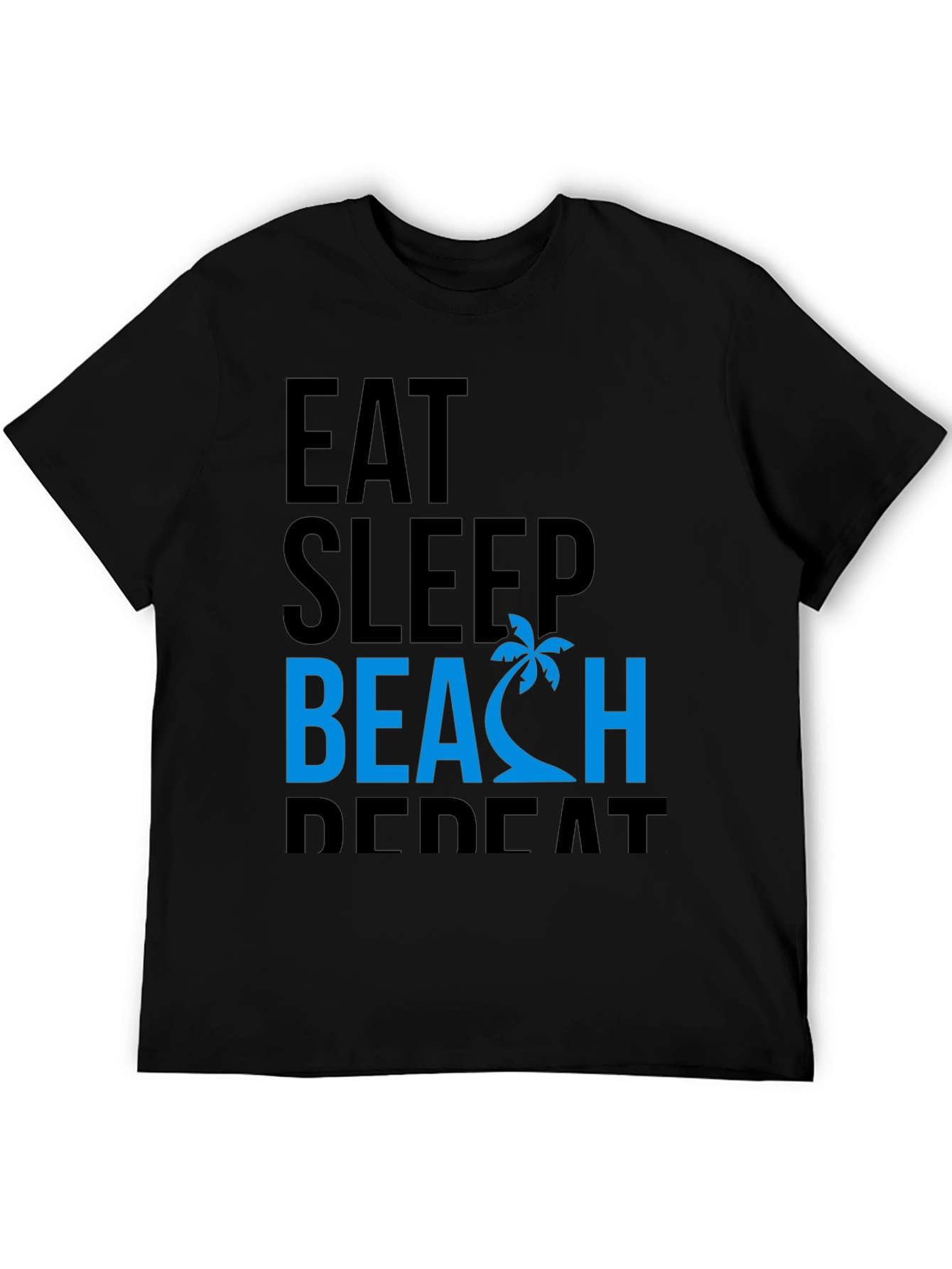 Eat Sleep Beach Repeat Black Graphic Tee