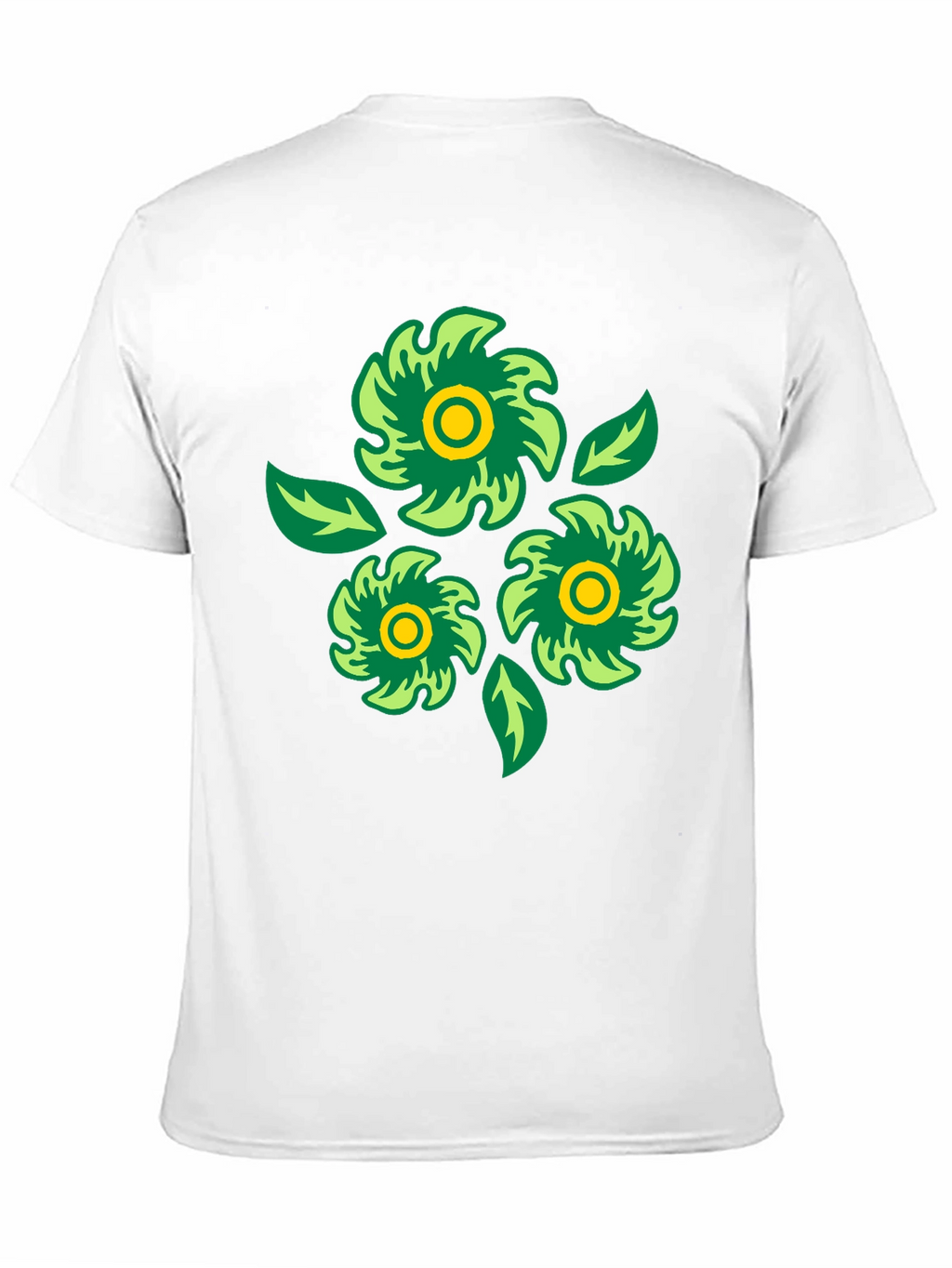 Green Floral Graphic Print Black T-Shirt