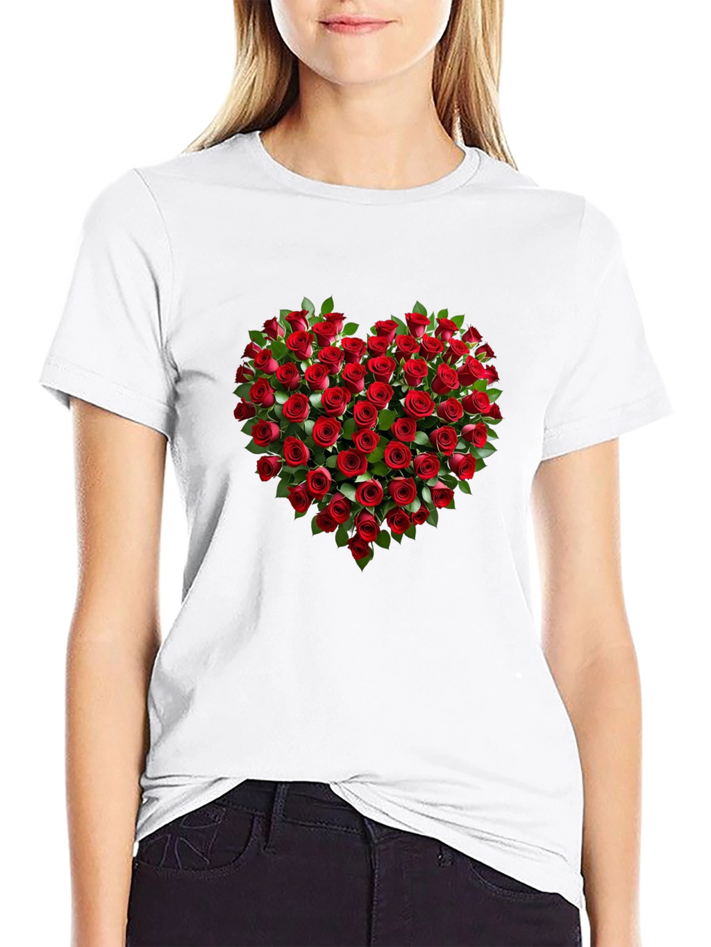 Romantic Rose Heart Graphic T-Shirt - Soft Cotton Tee