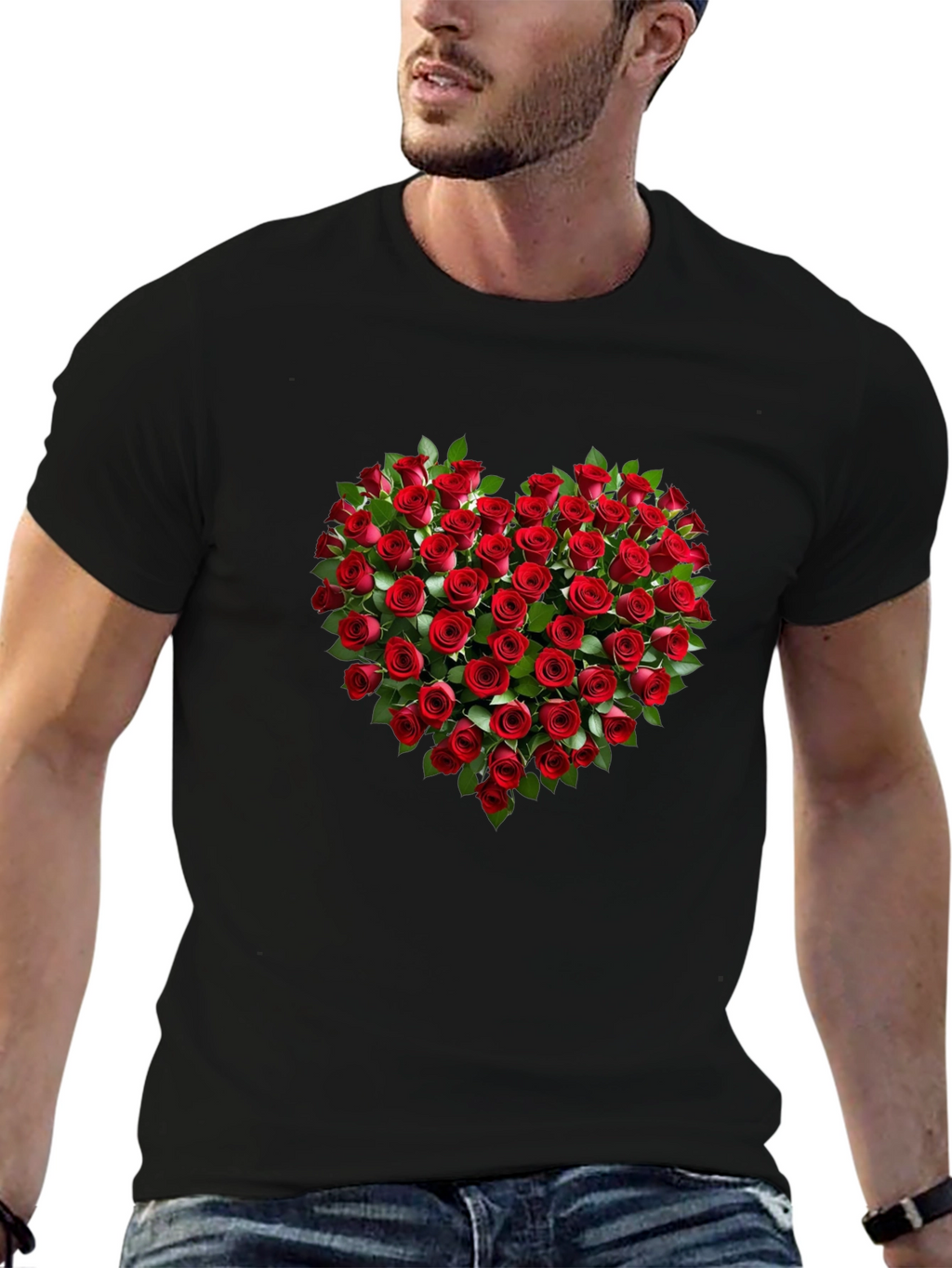 Romantic Rose Heart Graphic T-Shirt - Soft Cotton Tee
