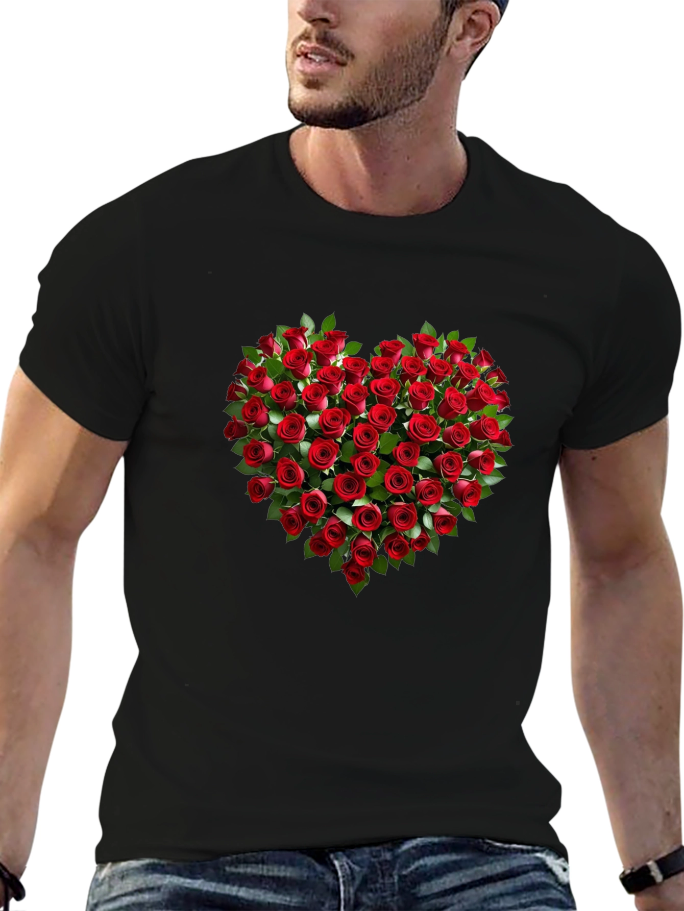 Romantic Rose Heart Graphic T-Shirt - Soft Cotton Tee