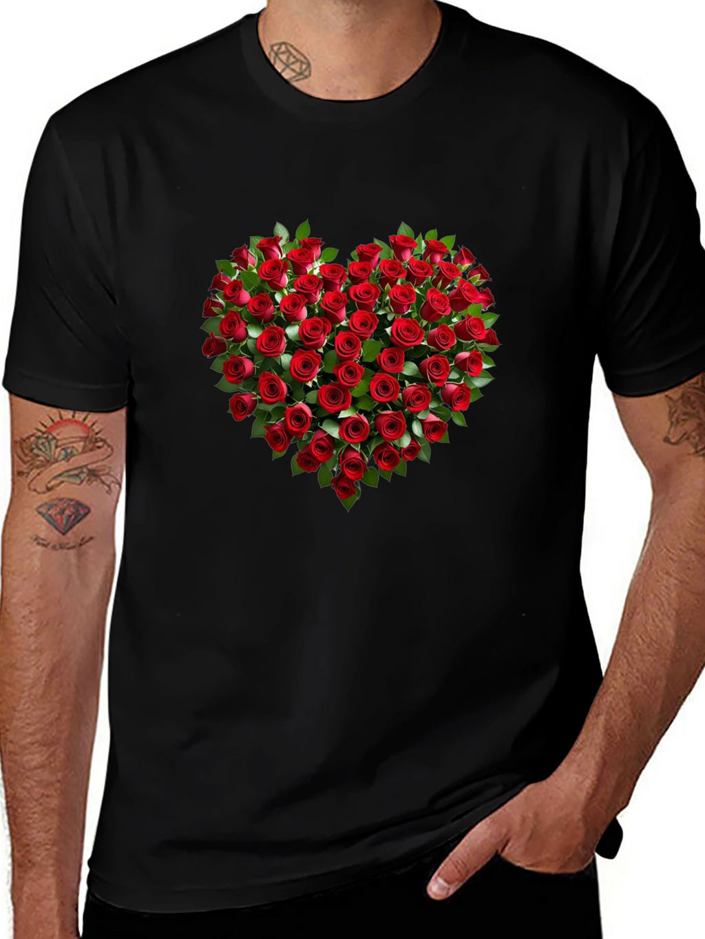 Romantic Rose Heart Graphic T-Shirt - Soft Cotton Tee