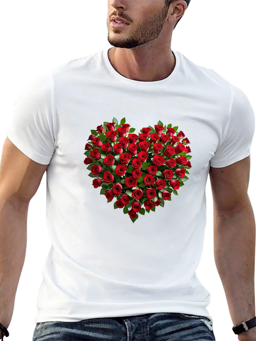 Romantic Rose Heart Graphic T-Shirt - Soft Cotton Tee