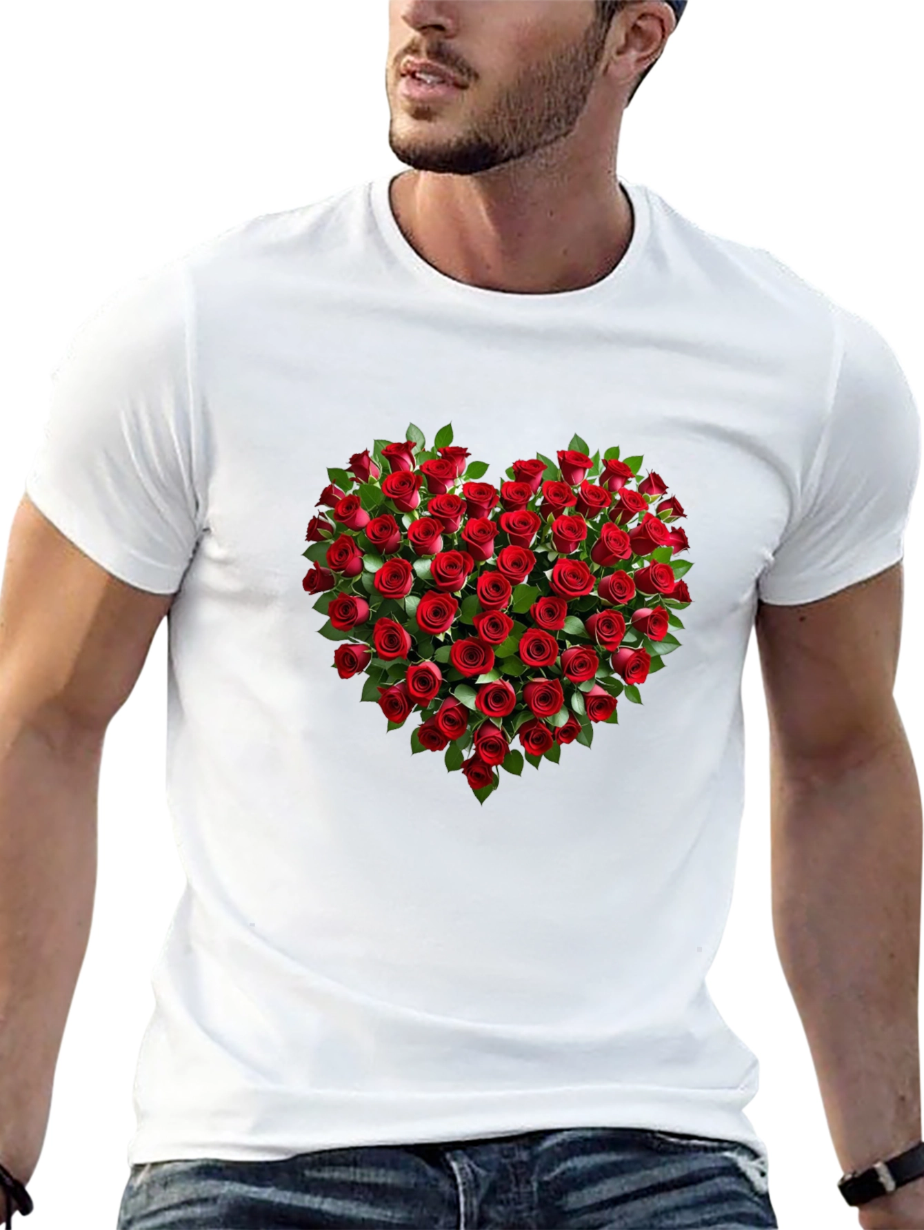 Romantic Rose Heart Graphic T-Shirt - Soft Cotton Tee