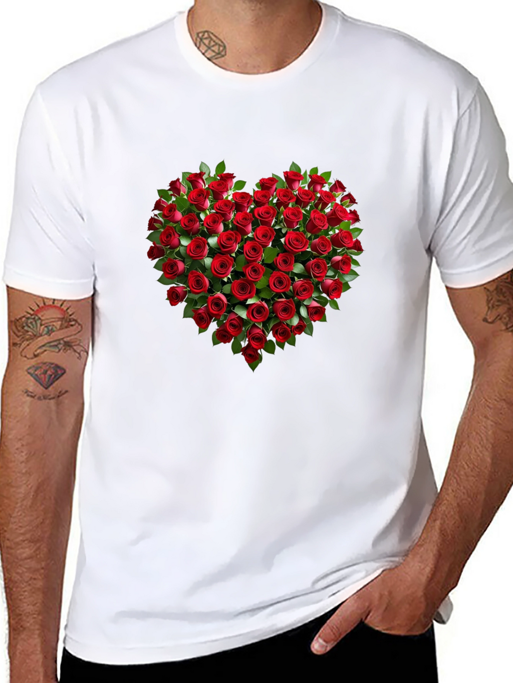 Romantic Rose Heart Graphic T-Shirt - Soft Cotton Tee