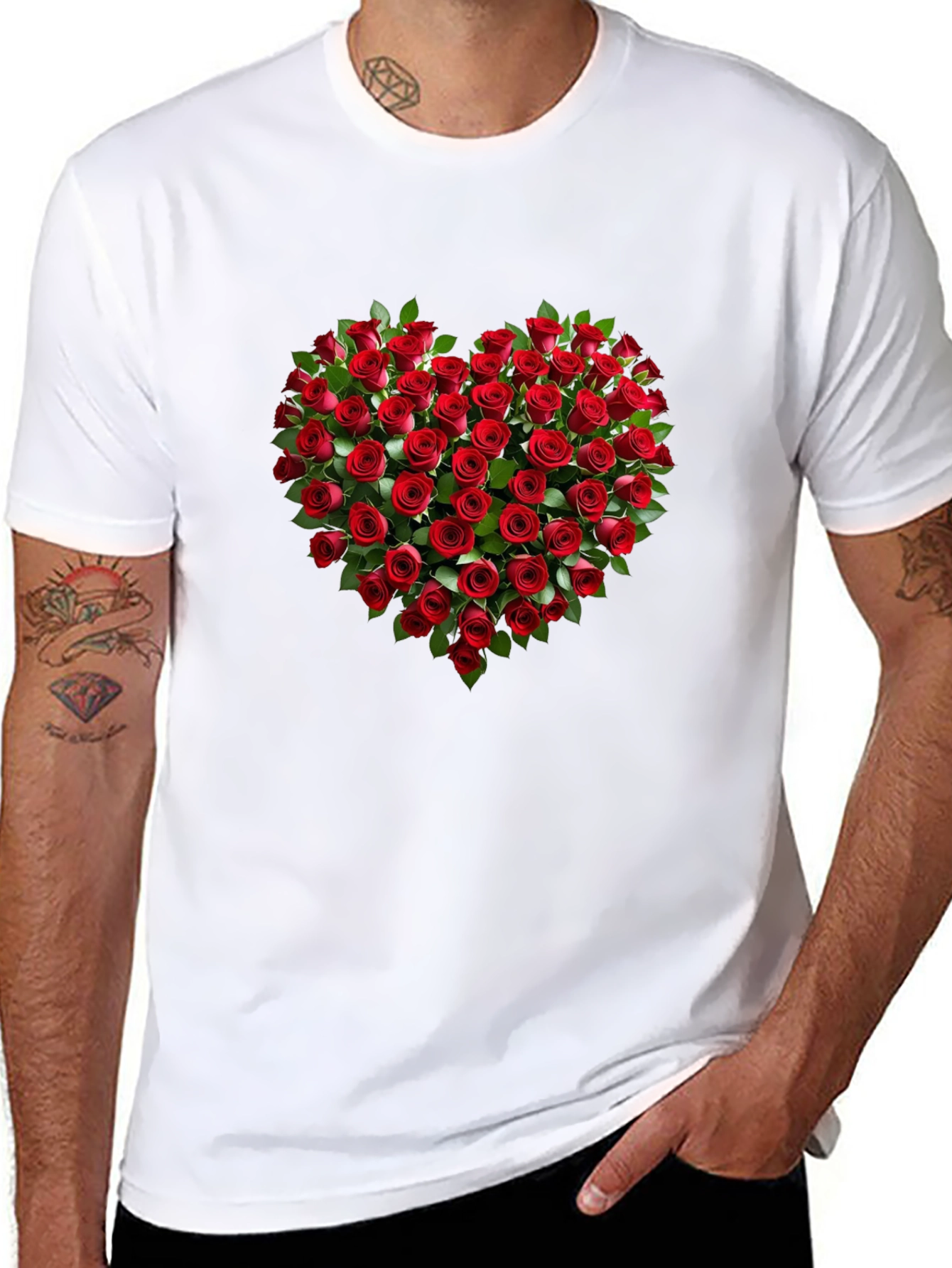 Romantic Rose Heart Graphic T-Shirt - Soft Cotton Tee
