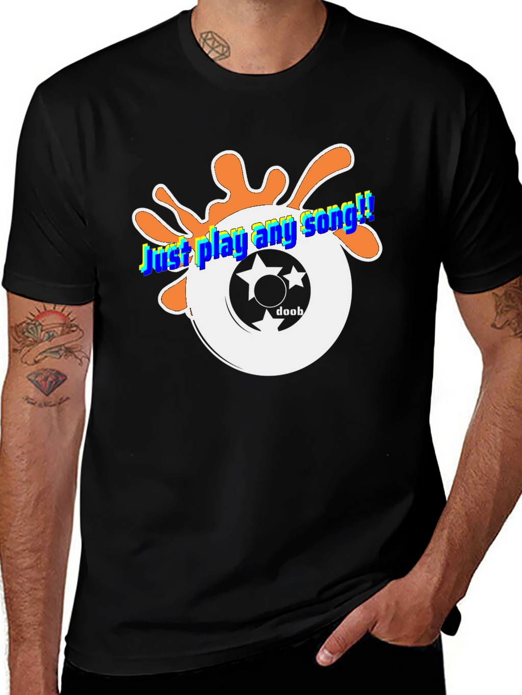 Just Play Any Song Black Graphic Tee