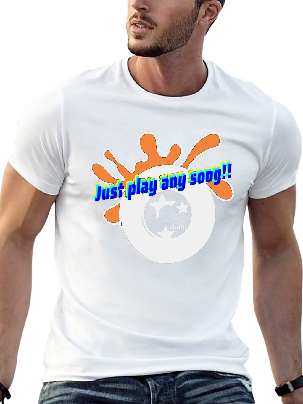 Just Play Any Song Black Graphic Tee