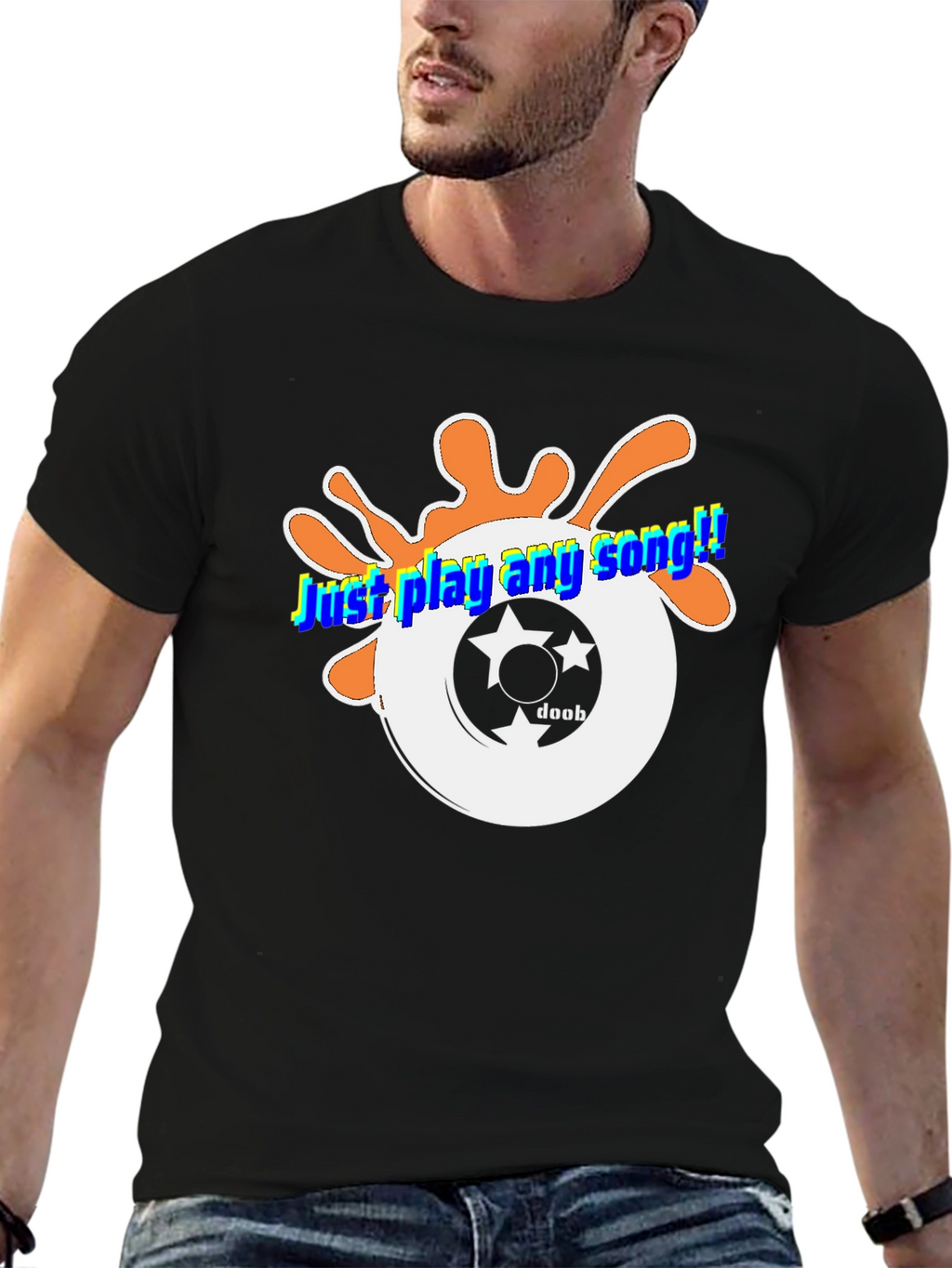 Just Play Any Song Black Graphic Tee