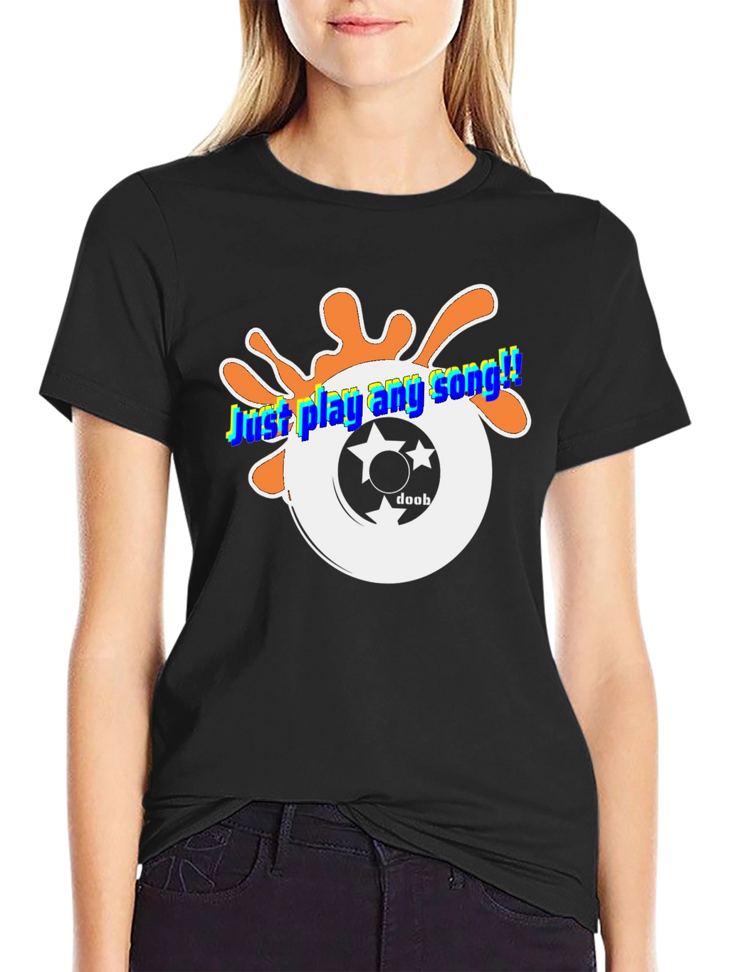 Just Play Any Song Black Graphic Tee