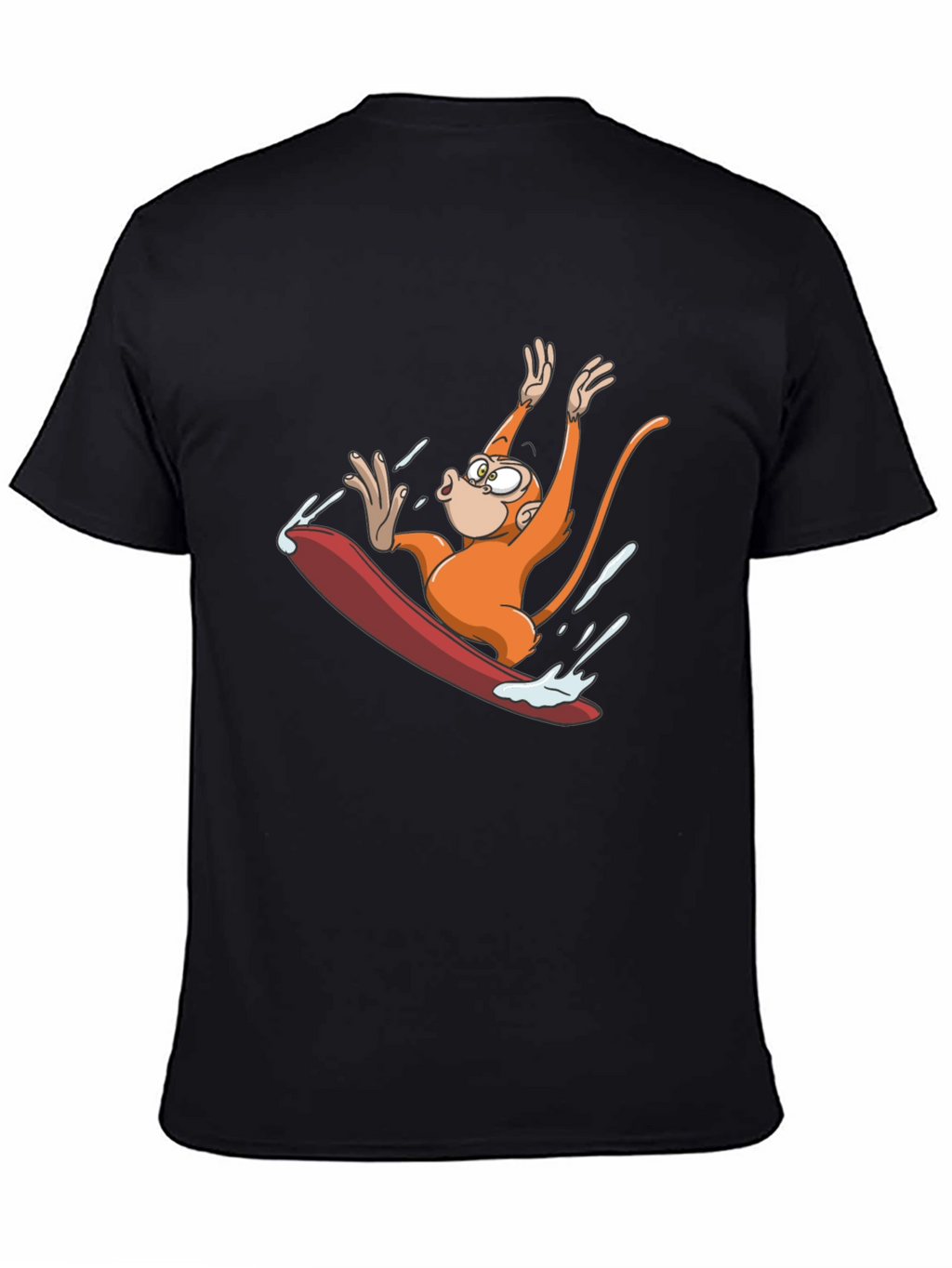 Monkey Surfing T-Shirt - Black Cotton Tee