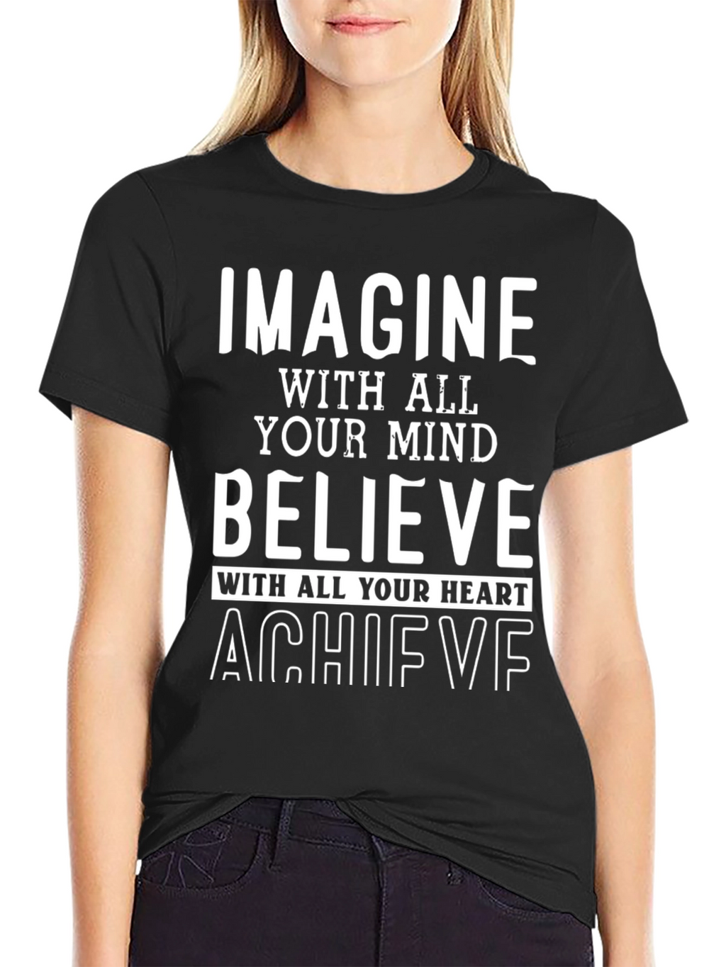 Inspire Achieve Believe Black Graphic Tee